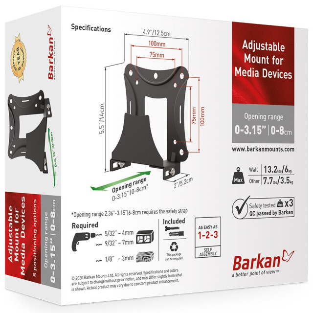 Uchwyt ścienny do urządzeń multimedialnych/mediaplayer na uchwyt vesa