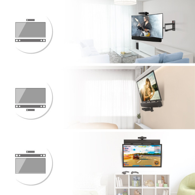 Półka AV pod telewizor 2 w 1 z mocowaniem na soundbar na uchwycie vesa