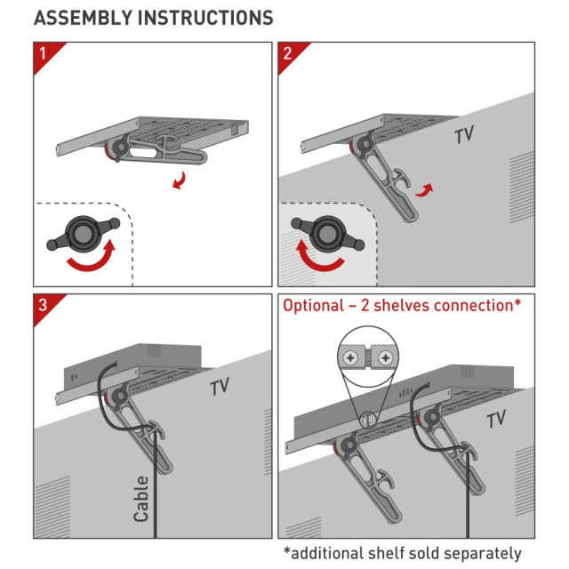 Metalowa półka/stolik na telewizor na komponenty AV