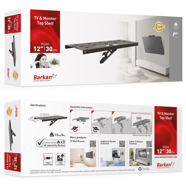 Barkan E812 metalowa półka RTV na telewizor 305 × 120 mm