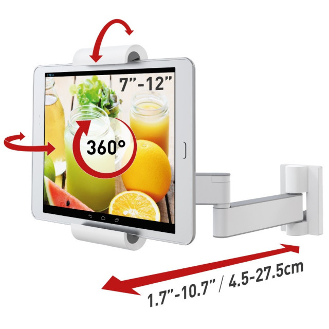 Uchwyt ścienny obrotowy do tabletu 7-12" z regulacją pozycji