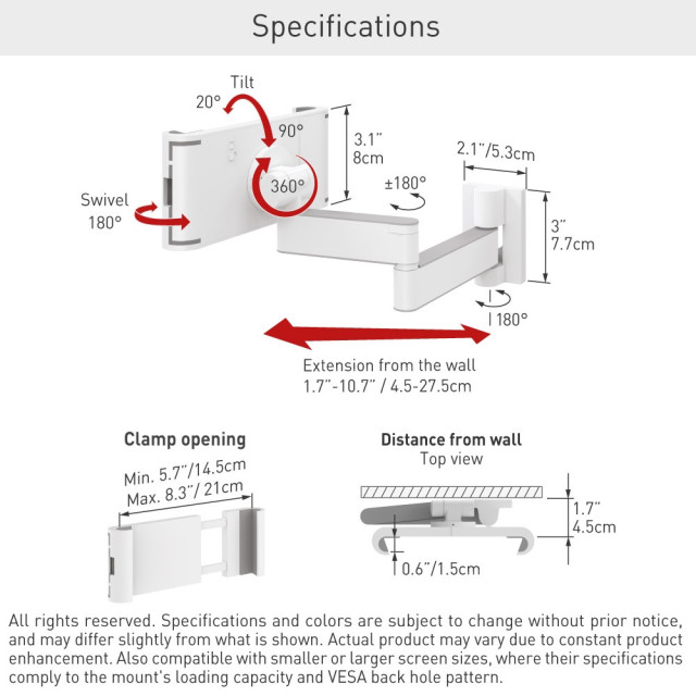Barkan T54 uchwyt ścienny do tabletu 7-12"
