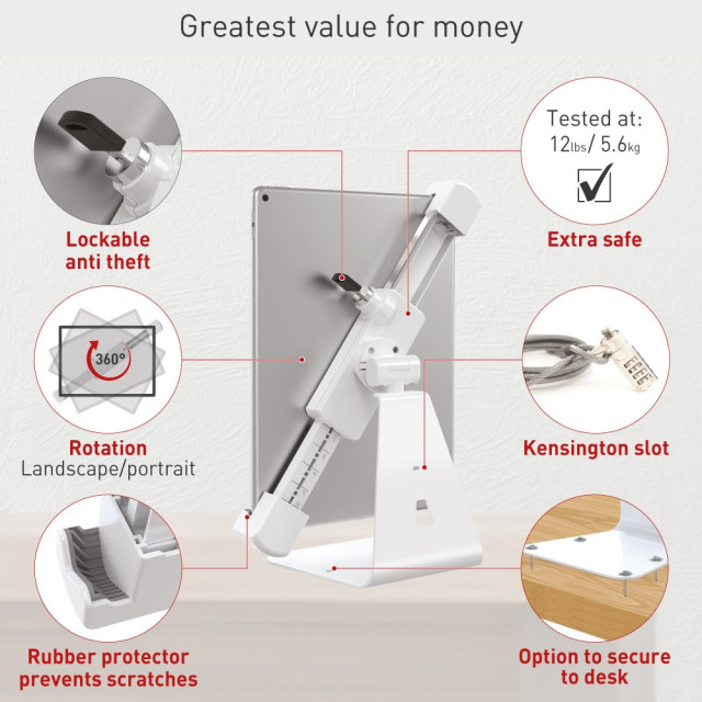 Uchwyt biurkowy obrotowy do tabletu 7-14" z blokadą