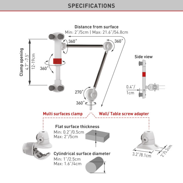 Statyw składany do telefonu/tabletu 4-12" obrotowy