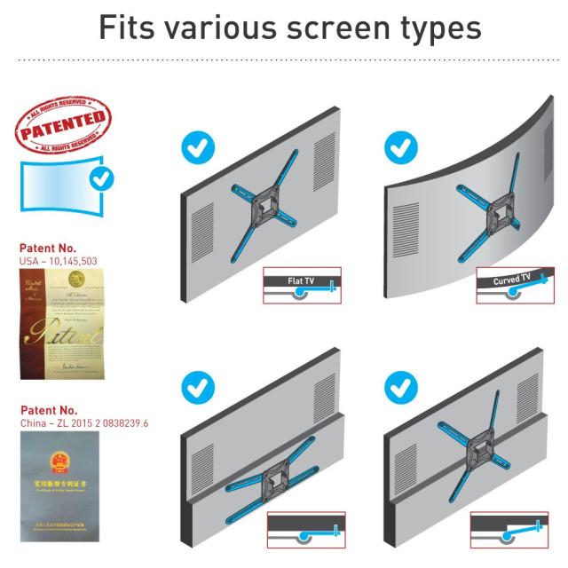 Uchwyt ścienny obrotowy do telewizora 13-90" 60kg z wbudowana anteną sygnałową HDTV