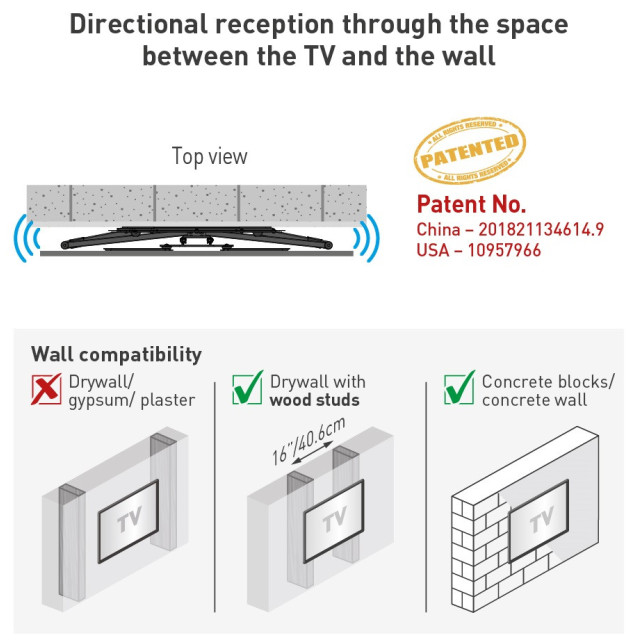 Barkan VTM464L – uchwyt TV z anteną HDTV 13–90″