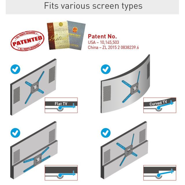 Uchwyt ścienny obrotowy/uchylny do telewizora 13-65" 36kg