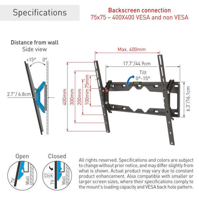 Barkan E310+ uchwyt TV uchylny z blokadą 13-65"
