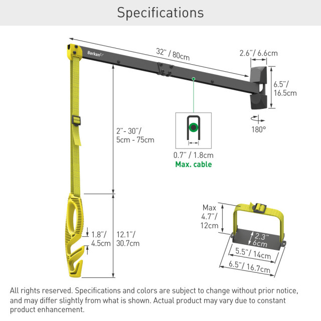 Wysięgnik ścienny 80cm do kabla ładowarki samochodowej