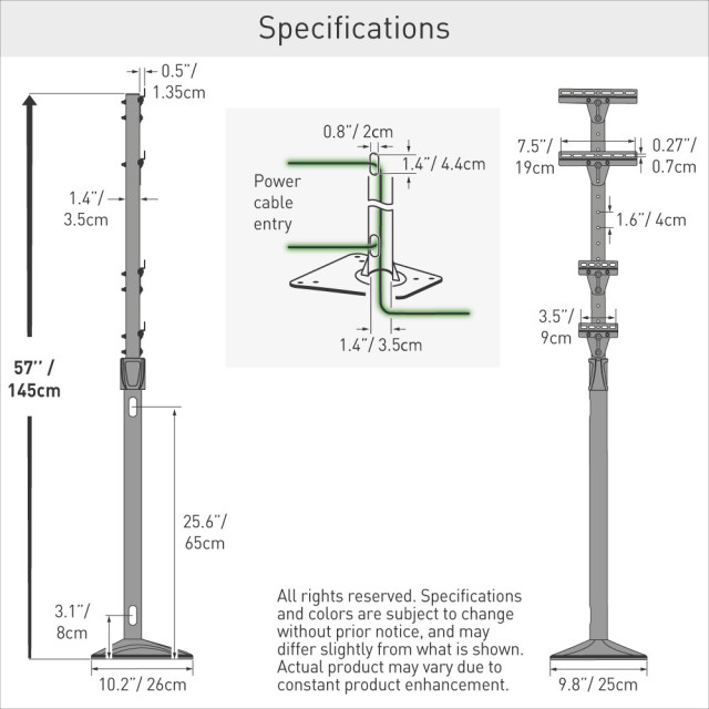 Słupek montażowy pionowy 145cm do ładowarki samochodowej