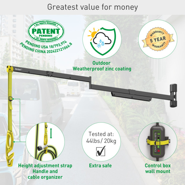 Wysięgnik ścienny składany 160cm do kabla ładowarki samochodowej