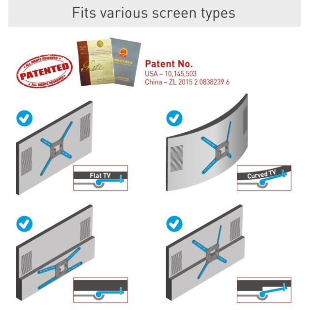 Uchwyt ścienny obrotowy/uchylny do telewizora 13-86" 56kg