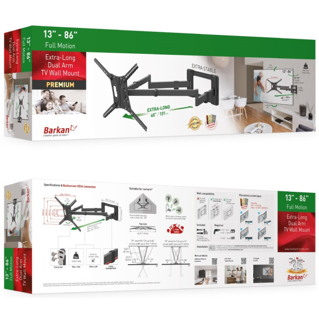 Barkan BM464XL uchwyt ścienny 13-86" 56 kg