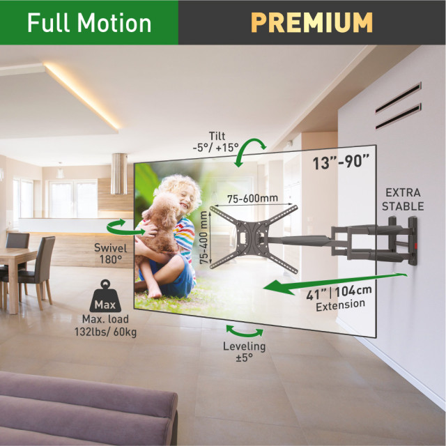 Barkan BM466XP – uchwyt TV Full Motion 13–90 cali