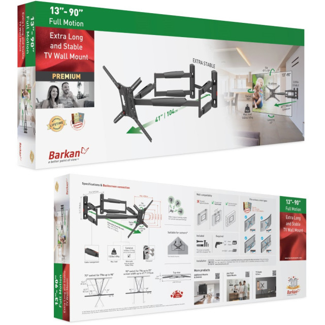 Barkan BM466XP – uchwyt TV Full Motion 13–90 cali