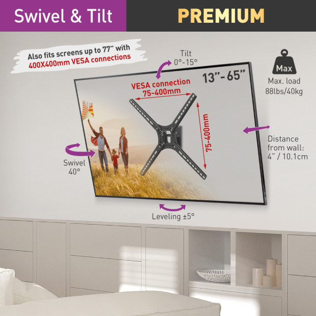 Barkan BM320 – uchwyt TV 13–65 cali, 40 kg, VESA 400x400