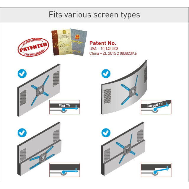 Uchwyt ścienny obrotowy/uchylny do telewizora 13-65" 40kg
