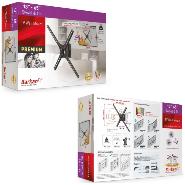 Barkan BM320 uchwyt TV obrotowy 13-65" 40 kg