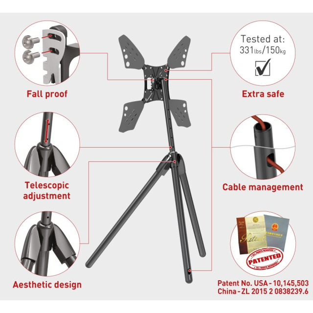 Barkan DTP410 tripod TV 13–83 cali, 50 kg