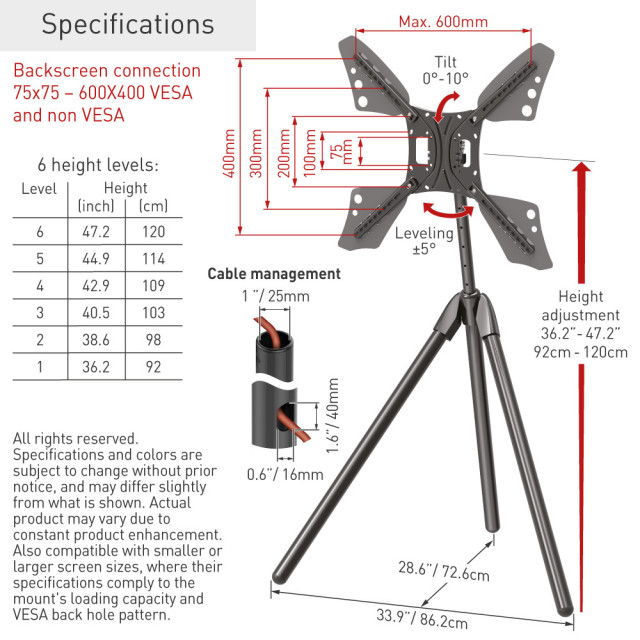 Barkan DTP410 tripod TV 13–83 cali, 50 kg