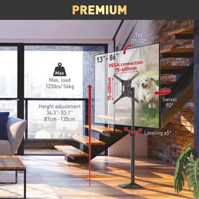 Stojak podłogowy regulowany do telewizora 13-86" 56kg przykręcany do podłogi