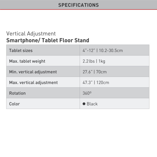 Statyw podłogowy do telefonu/tabletu 4-12" regulowany