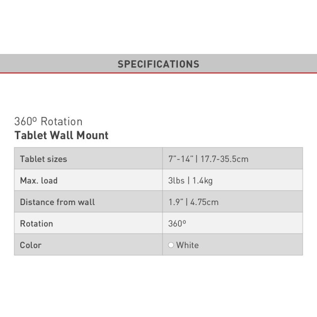 Barkan T70 Uchwyt ścienny do tabletu 7-14"