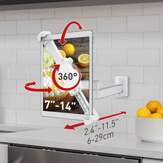 Uchwyt ścienny obrotowy do tabletu 7-14" z regulacją pozycji