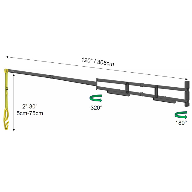 Wysięgnik ścienny składany 305cm do kabla ładowarki samochodowej