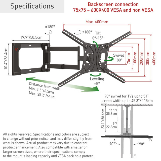 Barkan 4400 uchwyt ścienny obrotowy do TV 13-83"