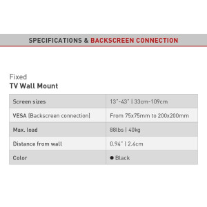 Barkan E202+ Uchwyt TV slim 13–43 cali, 40 kg