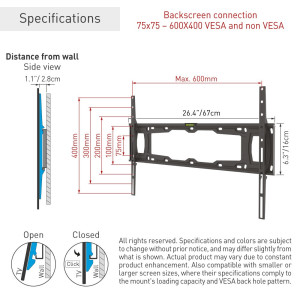 Barkan E400+ uchwyt ścienny slim 13-90" 60 kg
