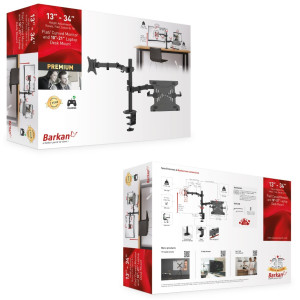 Barkan M141LT uchwyt obrotowy do monitora 13-34" i laptopa do 21" biurkowy czarny