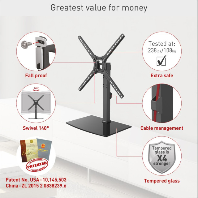 Podstawa skrętna pod monitor/telewizor 13-65" 36kg