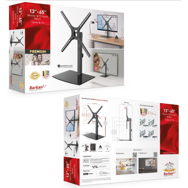 Podstawa skrętna pod monitor/telewizor 13-65" 36kg