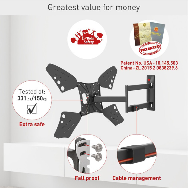 Uchwyt ścienny obrotowy/uchylny do telewizora 13-83" 50kg