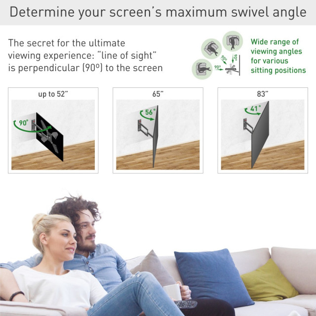 Uchwyt ścienny obrotowy/uchylny do telewizora 13-83" 50kg