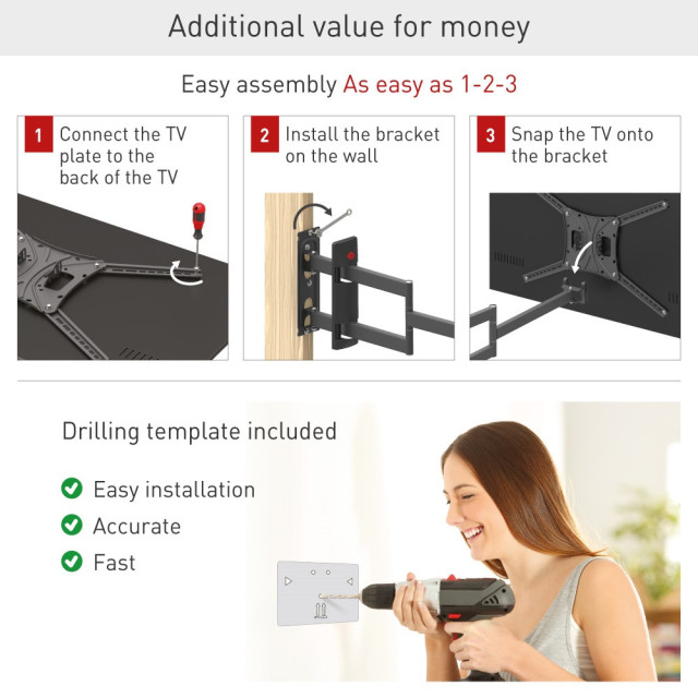 Uchwyt ścienny obrotowy/uchylny do telewizora 13-83" 50kg