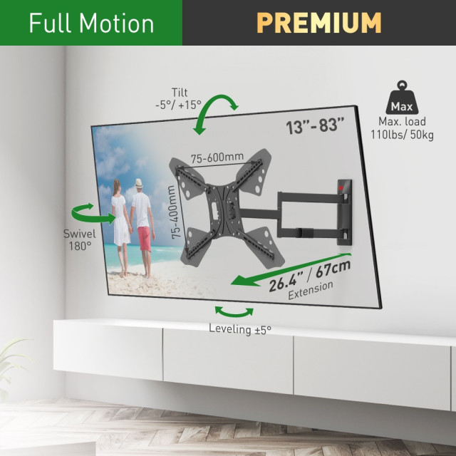 Barkan 3400L uchwyt TV Full Motion 13–83 cali