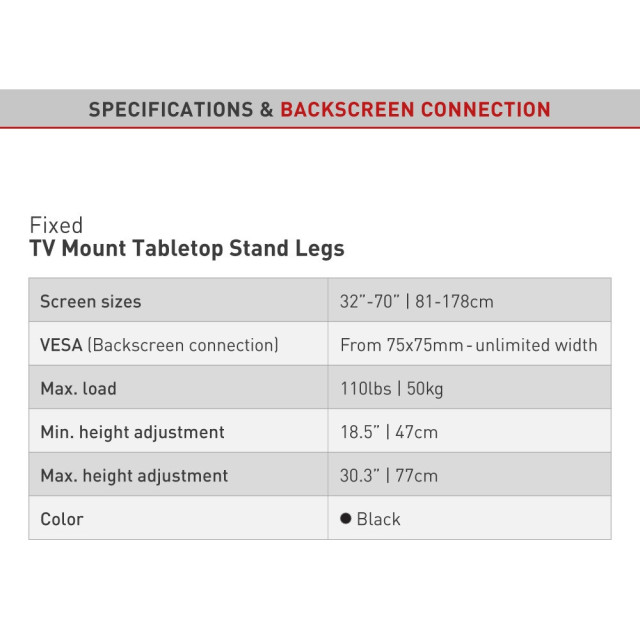 Barkan S40 – podstawa TV i monitor 13–70 cali, 50 kg