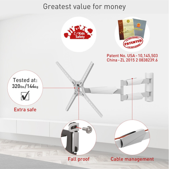 Uchwyt ścienny obrotowy/uchylny do telewizora 13-65" 36kg