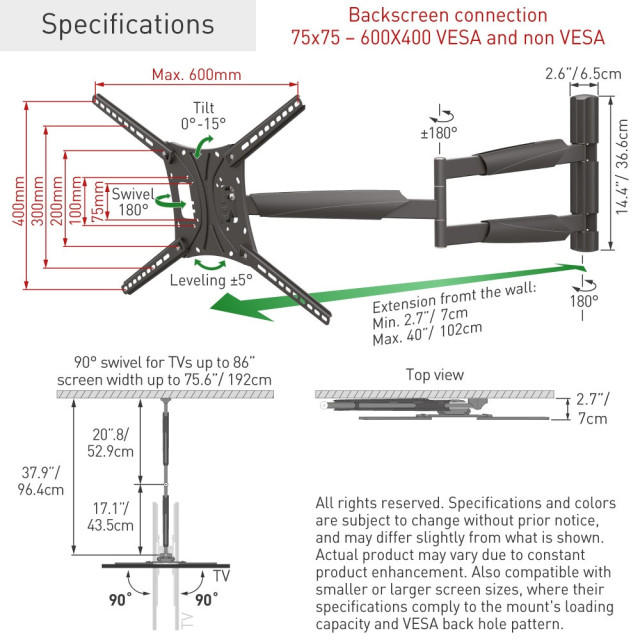 Barkan BM443XL Uchwyt ścienny do TV 13-86" 60kg