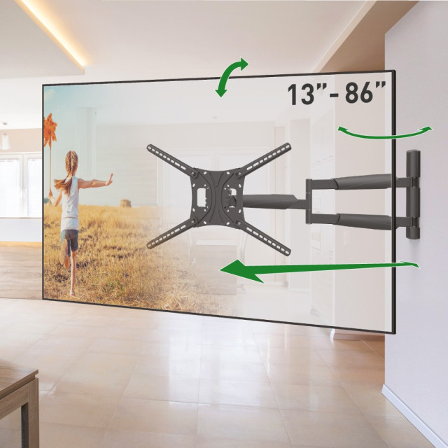 Uchwyt ścienny obrotowy/uchylny do telewizora 13-86" 60kg